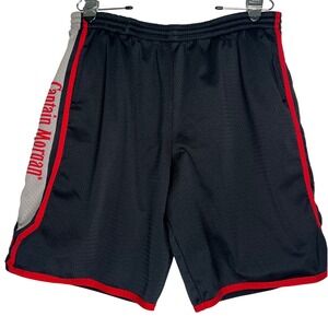 Captain Morgan Mens Large Black Red Mesh Athletic Basketball Shorts Rum Promo
